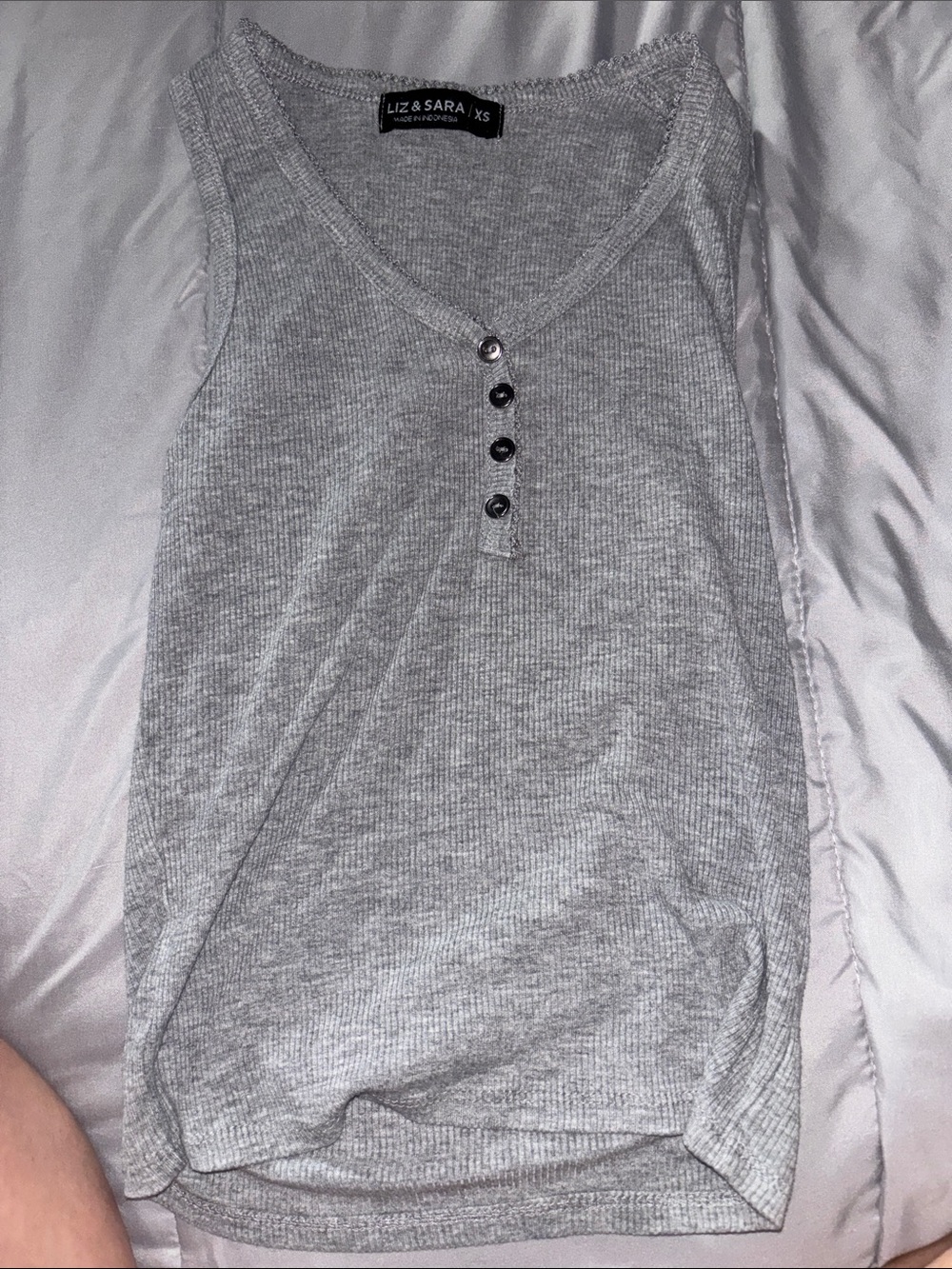 Liz & Sara XS Heather Gray Ribbed Tank Top